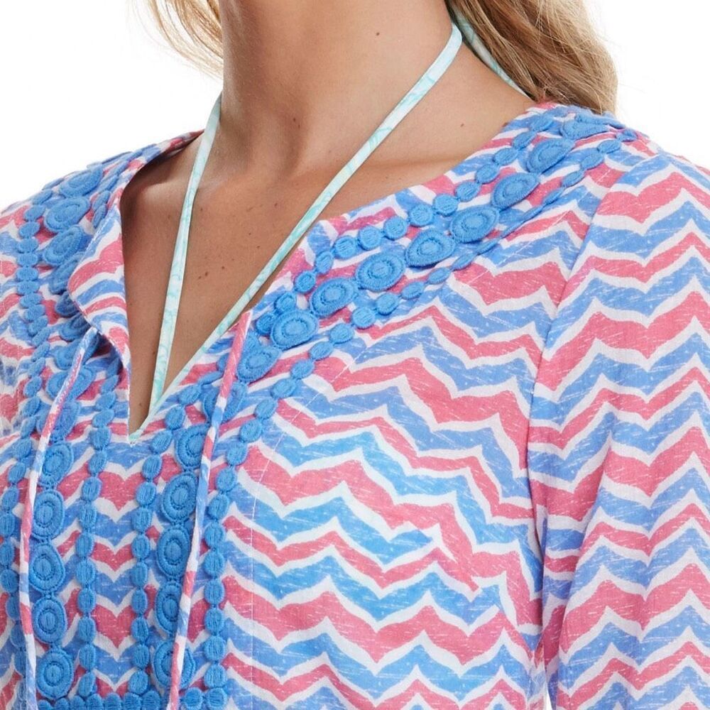 Vineyard Vines chevron embroidered whales tale coverup dress M - Picture 6 of 14
